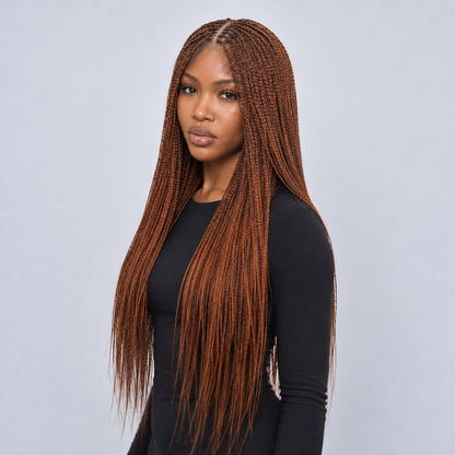 Ashley Knotless braids - 28” 5x5 Glueless Closure HD Color 350/27 Mixed