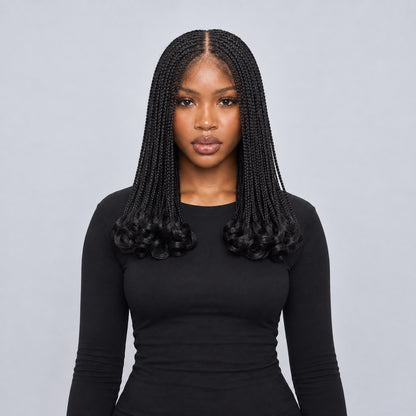 Dakota C-cut center part Braids - 16” 5x5 Glueless Closure HD Natural Black