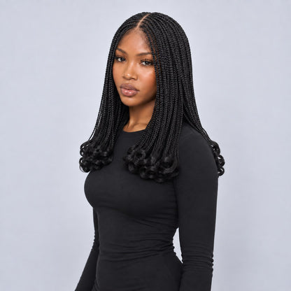 Dakota C-cut center part Braids - 16” 5x5 Glueless Closure HD Natural Black