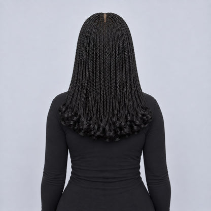 Dakota C-cut center part Braids - 16” 5x5 Glueless Closure HD Natural Black