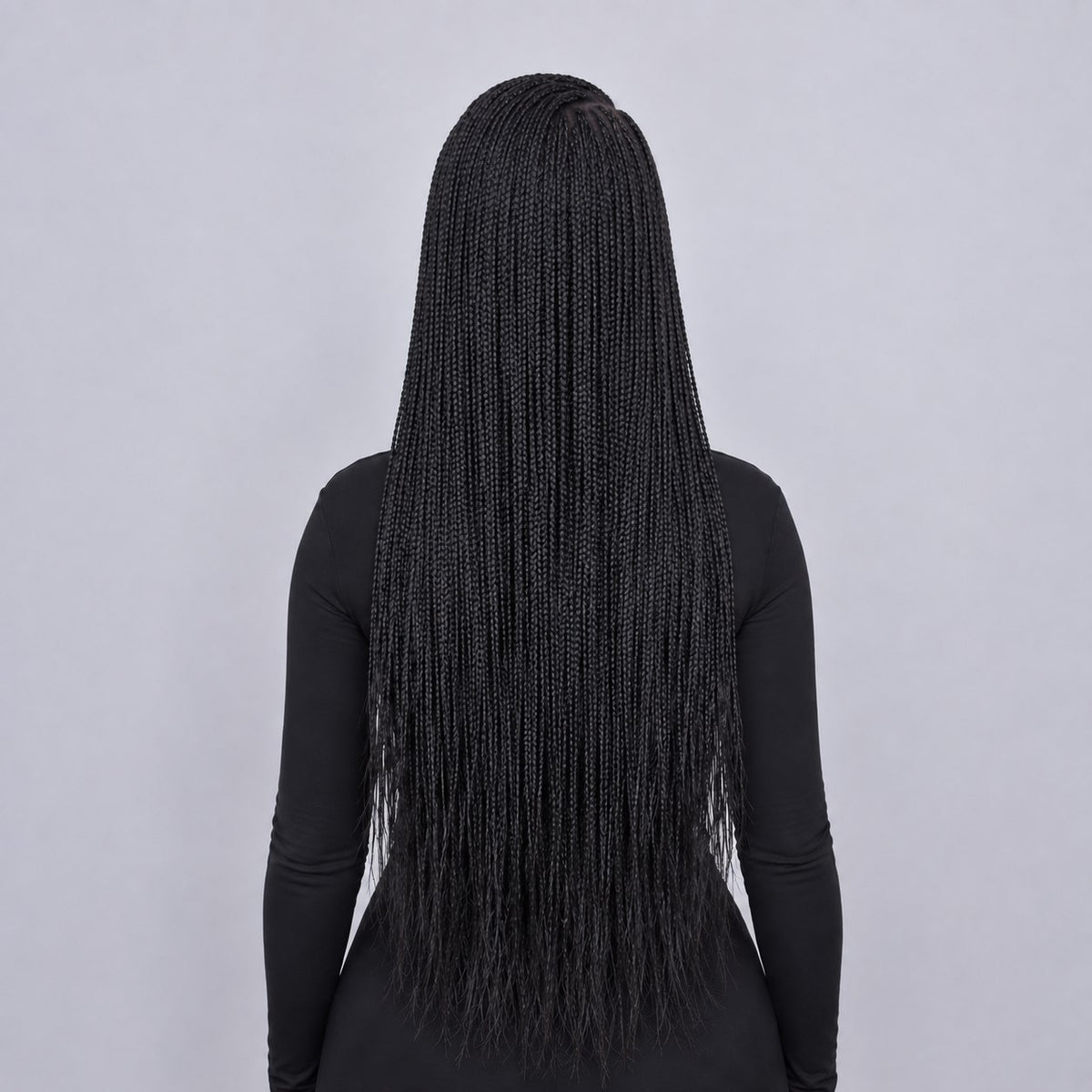 Amber knotless C-part Braids - 26” 5x5 Glueless Closure HD Lace Natural Black
