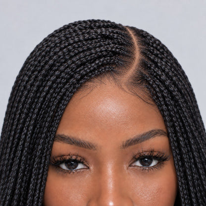 Amber knotless C-part Braids - 26” 5x5 Glueless Closure HD Lace Natural Black