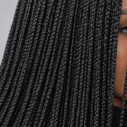 Amber knotless C-part Braids - 26” 5x5 Glueless Closure HD Lace Natural Black