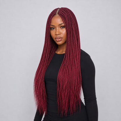 Lena - Box Braids 26" HD 13x4 Frontal Wine Color