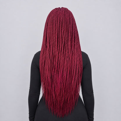 Lena - Box Braids 26" HD 13x4 Frontal Wine Color