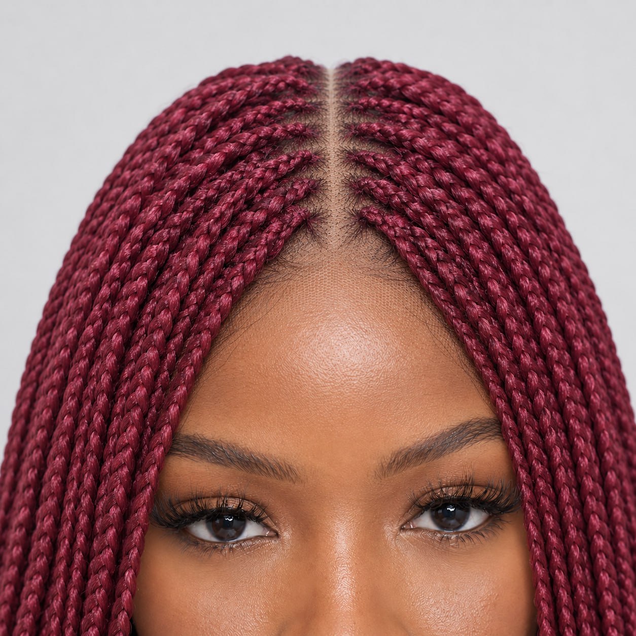 Lena - Box Braids 26" HD 13x4 Frontal Wine Color