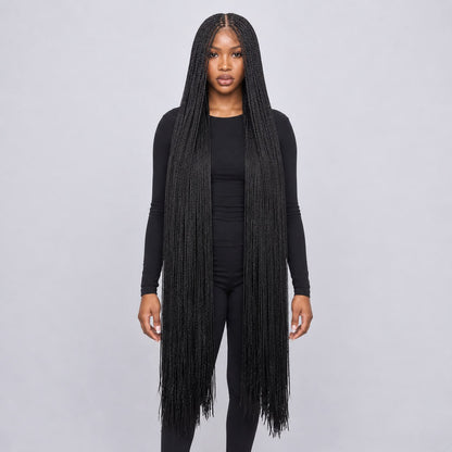 Sheyla Micro Knotless Braids - 54” 5x5 HD Glueless Natural Black