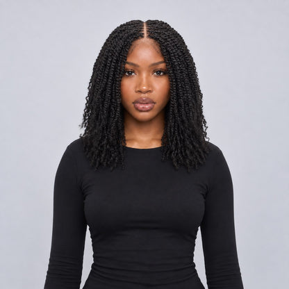 Nelly kinky twist - 14” 5x5 Glueless Closure HD Natural Black