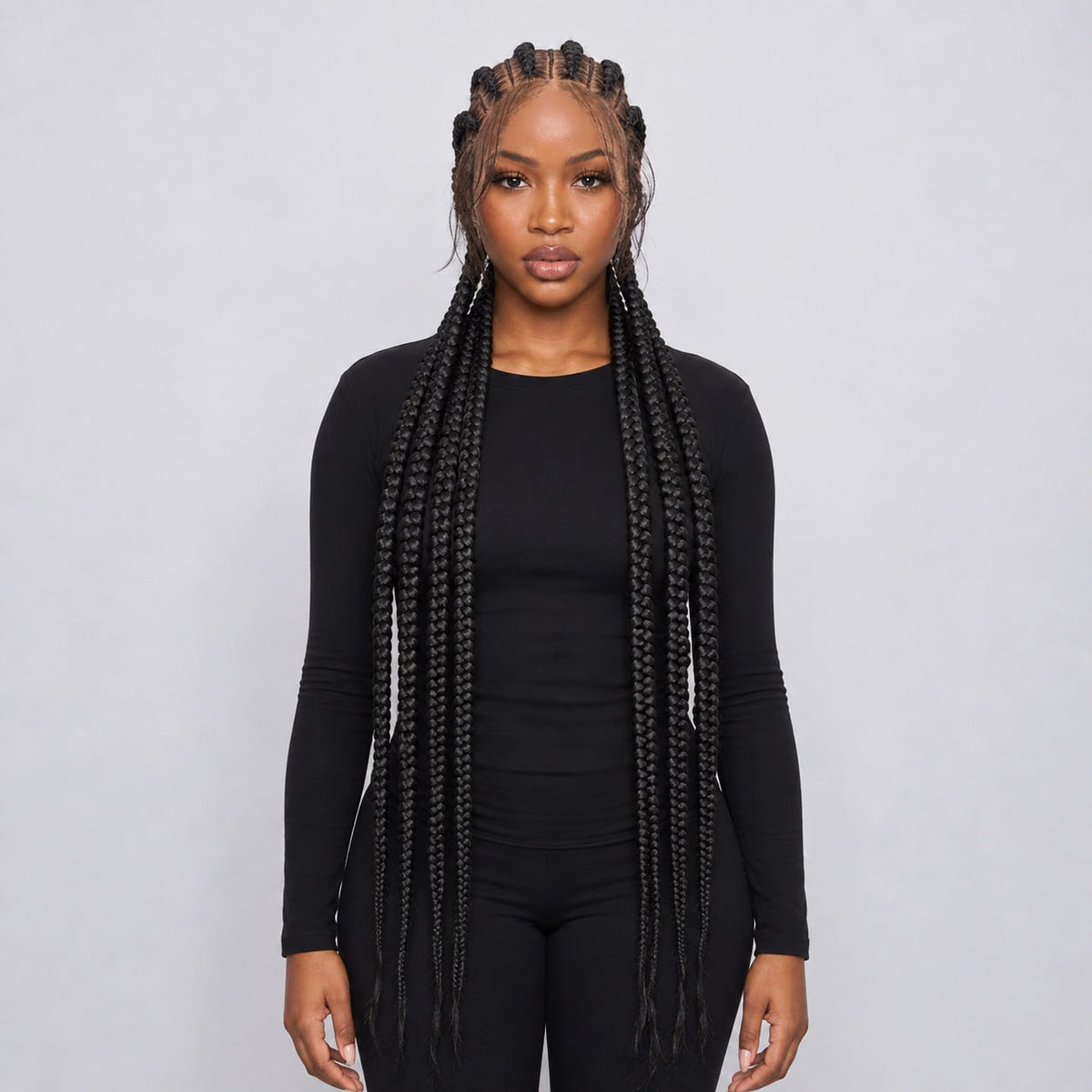 Brianna Cornrow braids - 40” HD Full Lace Natural Black
