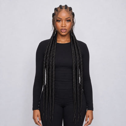 Brianna Cornrow braids - 40” HD Full Lace Natural Black