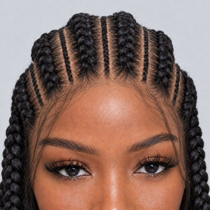 Brianna Cornrow braids - 40” HD Full Lace Natural Black