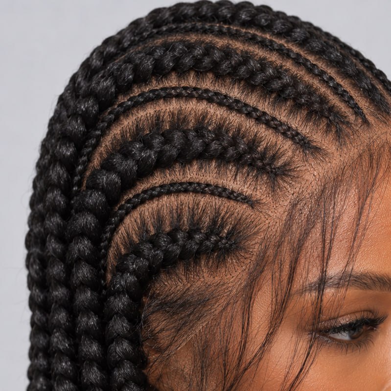 Brianna Cornrow braids - 40” HD Full Lace Natural Black