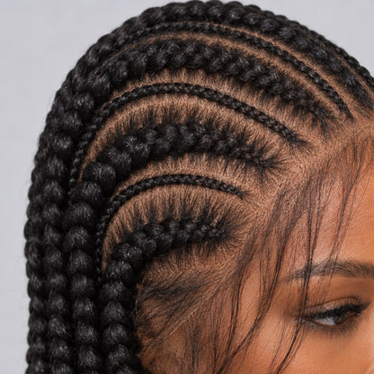 Brianna Cornrow braids - 40” HD Full Lace Natural Black