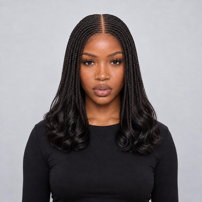Zara - Center Part Cornrow Tyla 16" HD 5x5 Lace Closure Natural Black