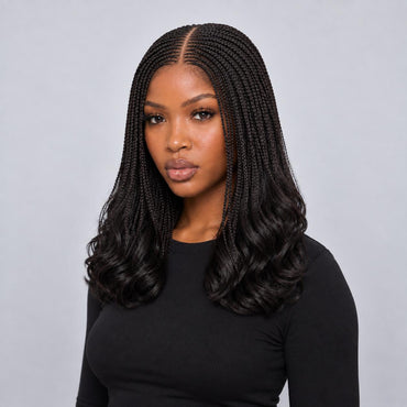 Zara - Center Part Cornrow Tyla 16" HD 5x5 Lace Closure Natural Black