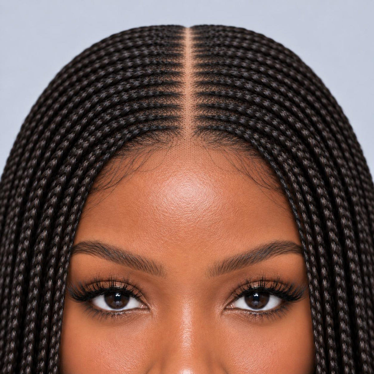 Zara - Center Part Cornrow Tyla 16" HD 5x5 Lace Closure Natural Black