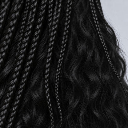 Zara - Center Part Cornrow Tyla 16" HD 5x5 Lace Closure Natural Black