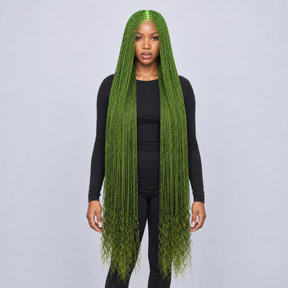Jasmine Senegalese Twists with Curly Tips - 40" 4x4 Lace Closure Green