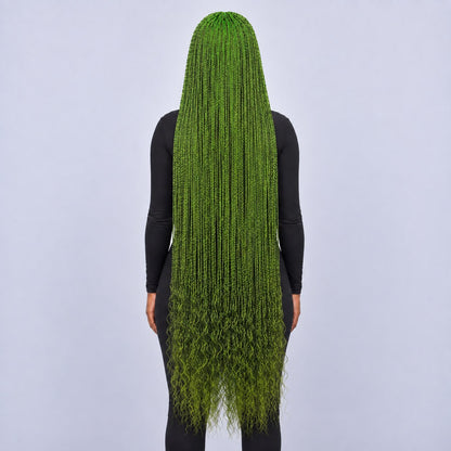 Jasmine Senegalese Twists with Curly Tips - 40" 4x4 Lace Closure Green