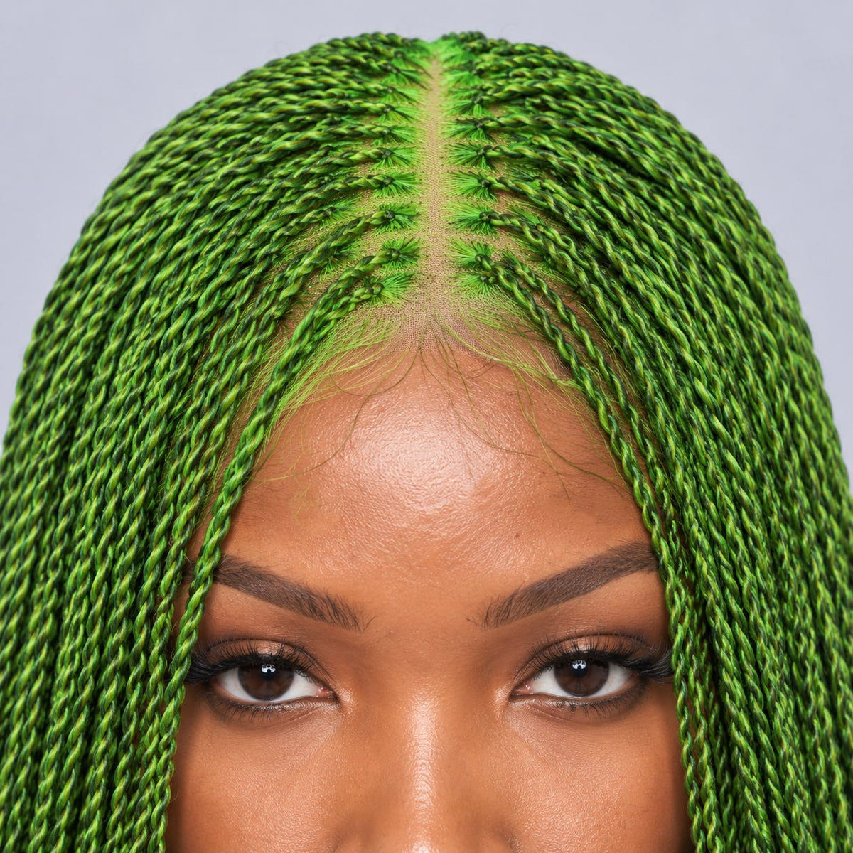 Jasmine Senegalese Twists with Curly Tips - 40" 4x4 Lace Closure Green
