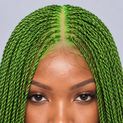 Jasmine Senegalese Twists with Curly Tips - 40" 4x4 Lace Closure Green