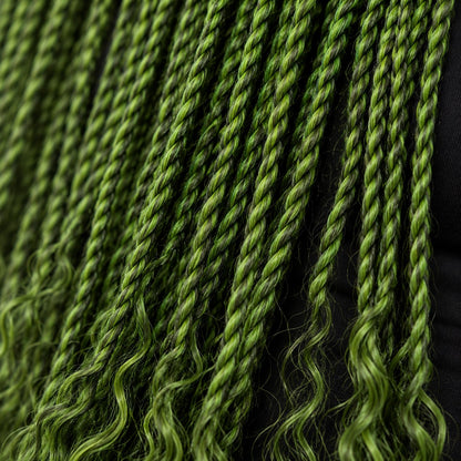 Jasmine Senegalese Twists with Curly Tips - 40" 4x4 Lace Closure Green