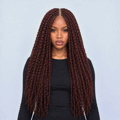 Nelly Kinky Twist - 24" 4x4 Lace Closure Color 33 Brown