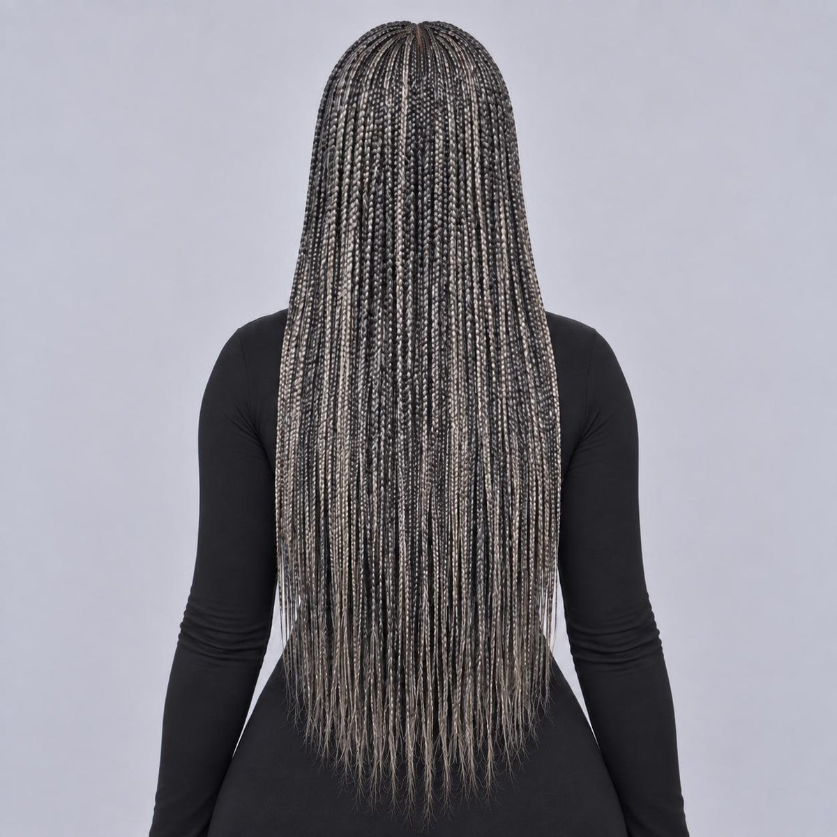 Tiana - Center Part Cornrow 28" HD 13x4 Frontal Grey with Natural Roots