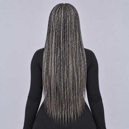 Tiana - Center Part Cornrow 28" HD 13x4 Frontal Grey with Natural Roots