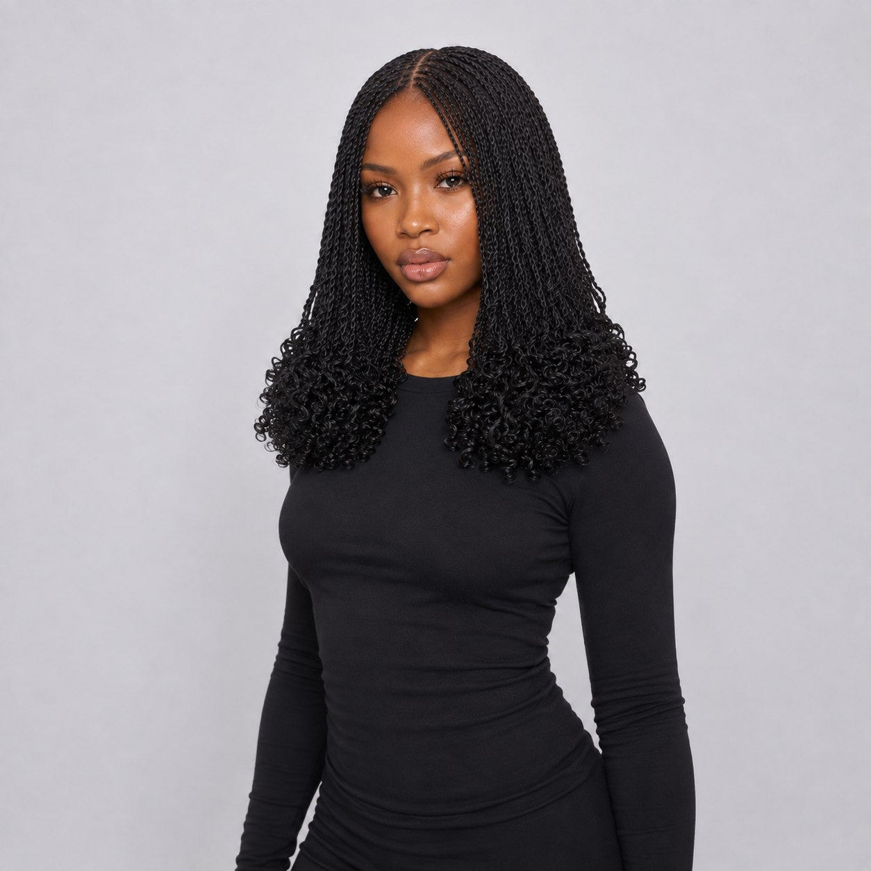 Jasmin Senegalese twist (curly ends) - 14” 5x5 Glueless Closure HD Natural Black