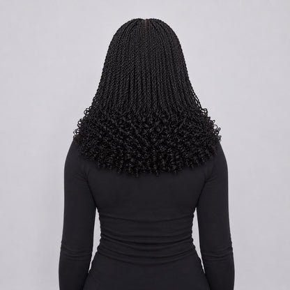 Jasmin Senegalese twist (curly ends) - 14” 5x5 Glueless Closure HD Natural Black