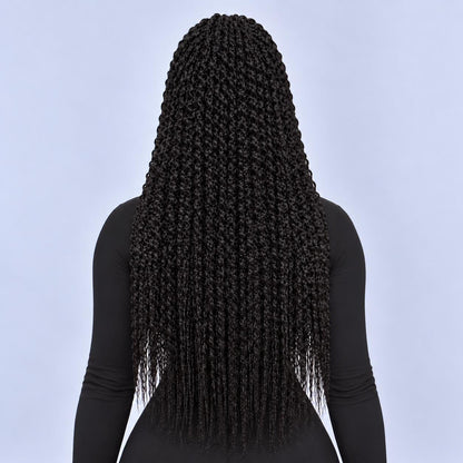 Stella Cornrow spiral twist - 20” 5x5 Glueless Closure HD Natural Black