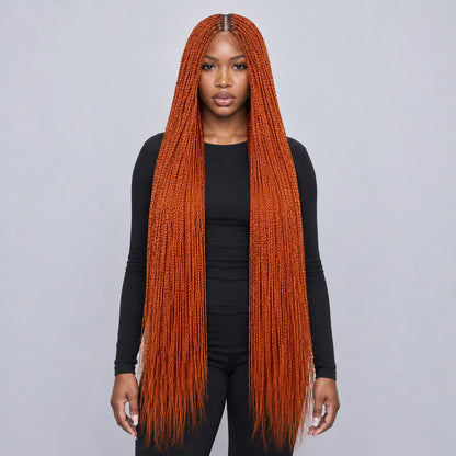 Megan Senegalese Knotless Twist Wig - 40” 5x5 HD Closure Glueless Ginger Color Natural Root