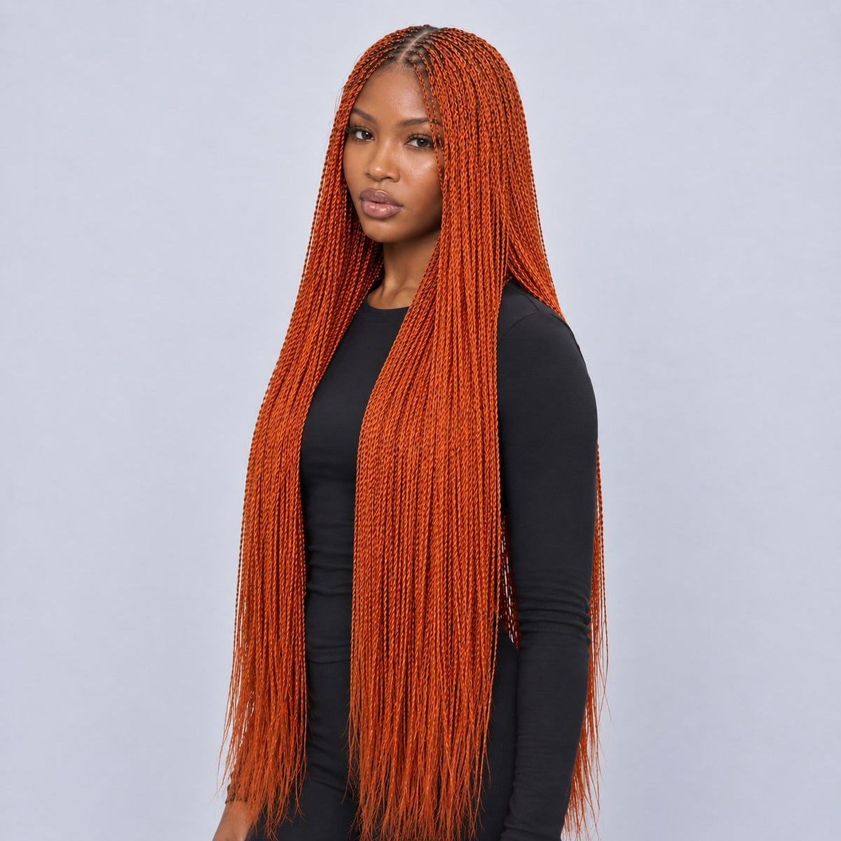 Megan Senegalese Knotless Twist Wig - 40” 5x5 HD Closure Glueless Ginger Color Natural Root