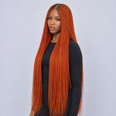 Megan Senegalese Knotless Twist Wig - 40” 5x5 HD Closure Glueless Ginger Color Natural Root