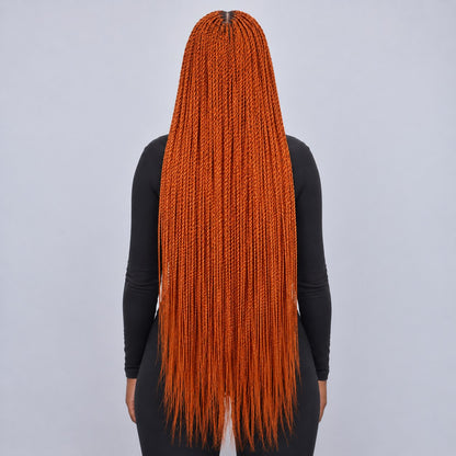 Megan Senegalese Knotless Twist Wig - 40” 5x5 HD Closure Glueless Ginger Color Natural Root