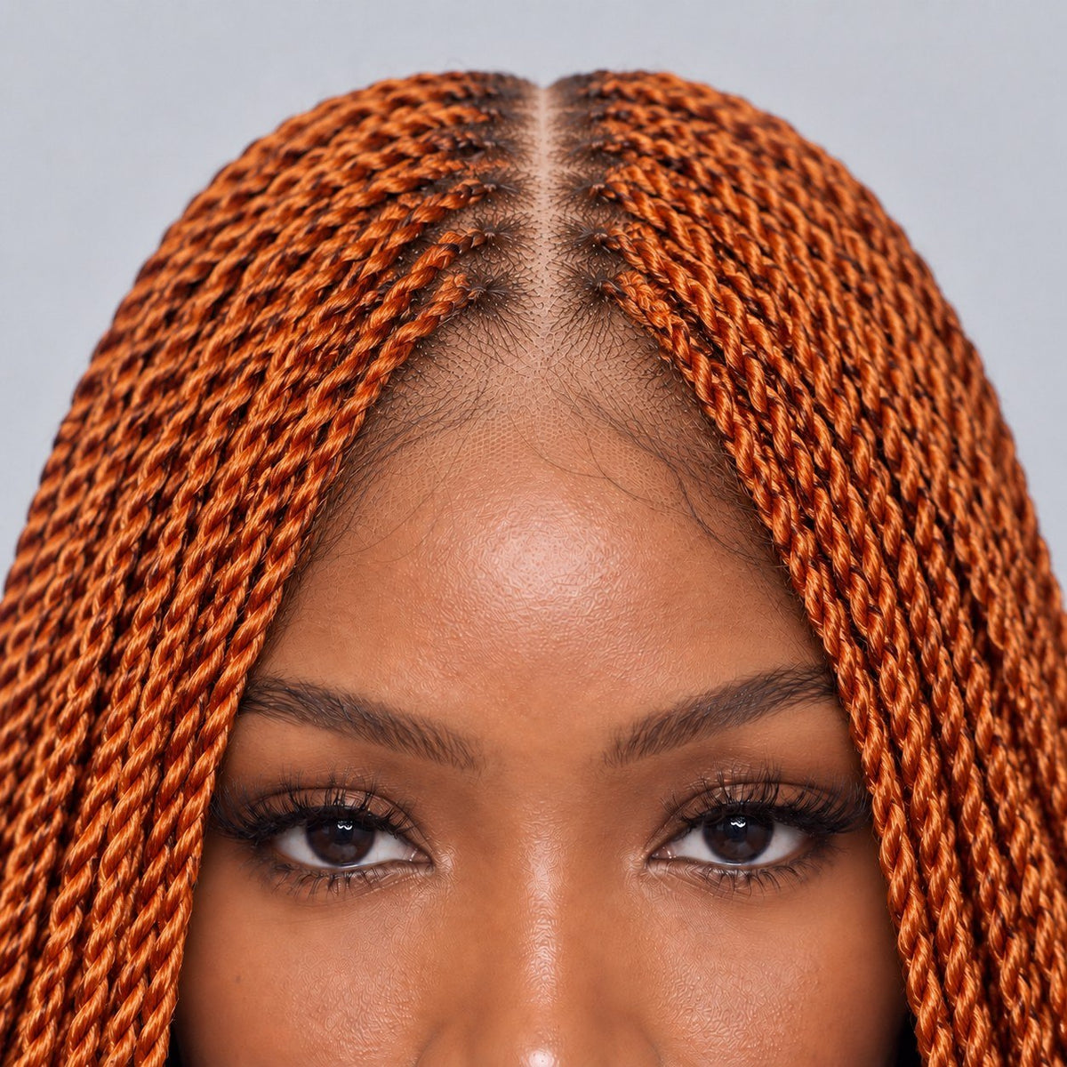 Megan Senegalese Knotless Twist Wig - 40” 5x5 HD Closure Glueless Ginger Color Natural Root