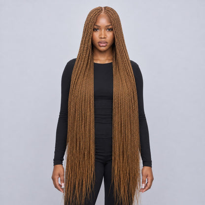 Megan Senegalese Knotless Twist Wig - 40” HD 5x5 HD Closure Glueless Color 30 Brown