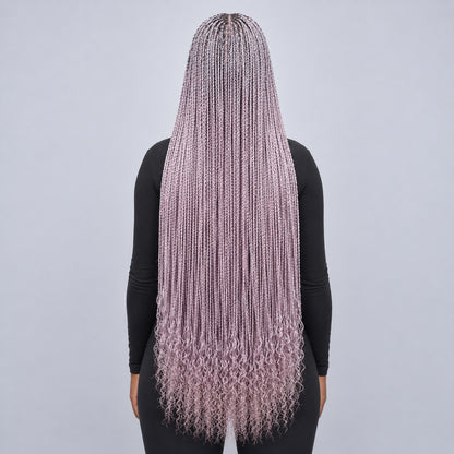 Jasmin Senegalese Twist Wig - 48” 4x4 Closure Glueless Pink with Curly Tips