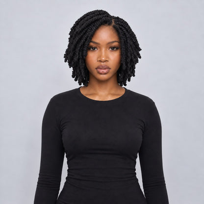 Nelly Kinky twist - 10” 5x5 Glueless Closure HD Natural Black