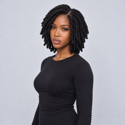Nelly Kinky twist - 10” 5x5 Glueless Closure HD Natural Black