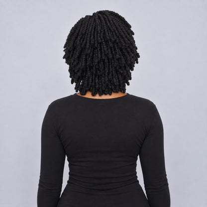 Nelly Kinky twist - 10” 5x5 Glueless Closure HD Natural Black