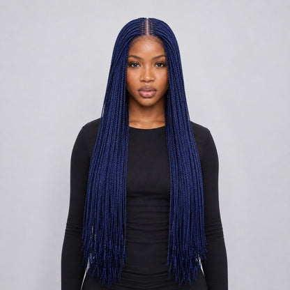 Ashley Knotless Braids - 28" 4x4 Lace Closure Blue