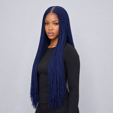 Ashley Knotless Braids - 28" 4x4 Lace Closure Blue