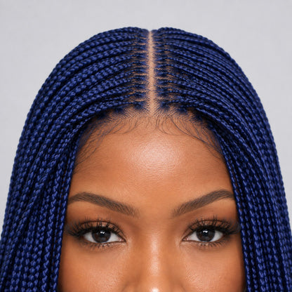 Ashley Knotless Braids - 28" 4x4 Lace Closure Blue