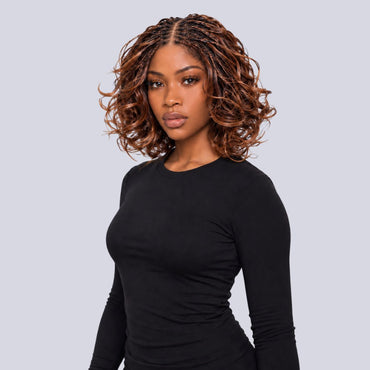 Missy - French Curls Knotless Braids - 12" HD 5x5 Lace Closure color 30 Brown