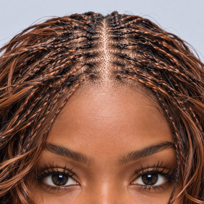 Missy - French Curls Knotless Braids - 12" HD 5x5 Lace Closure color 30 Brown