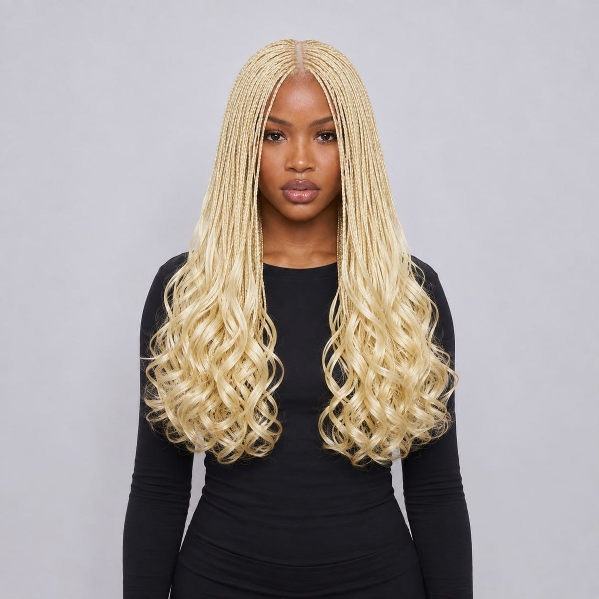 Savannah - French Curls Knotless Braids 20" HD 4x4 Closure Blonde