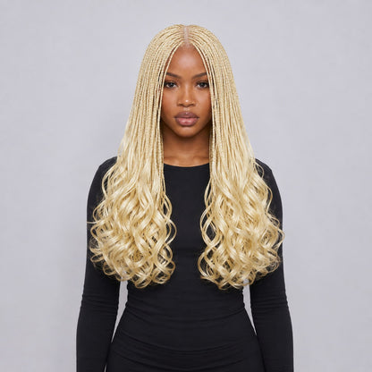 Savannah - French Curls Knotless Braids 20" HD 4x4 Closure Blonde