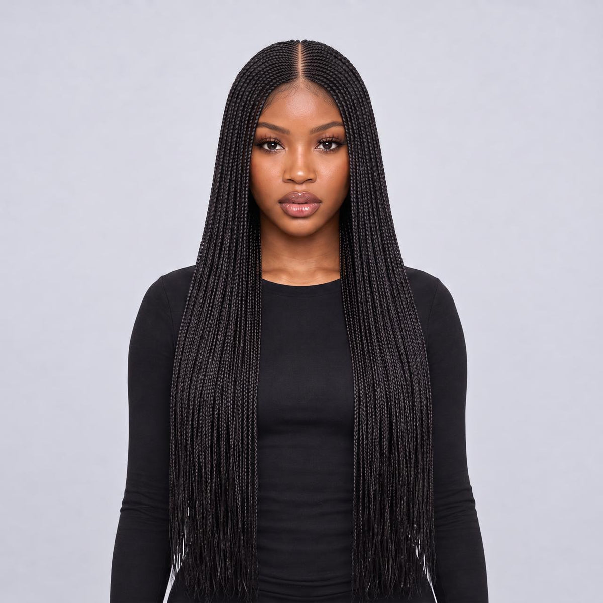 Tiana - Center Cornrow Braids - 26" HD 5x5 Lace Closure Black